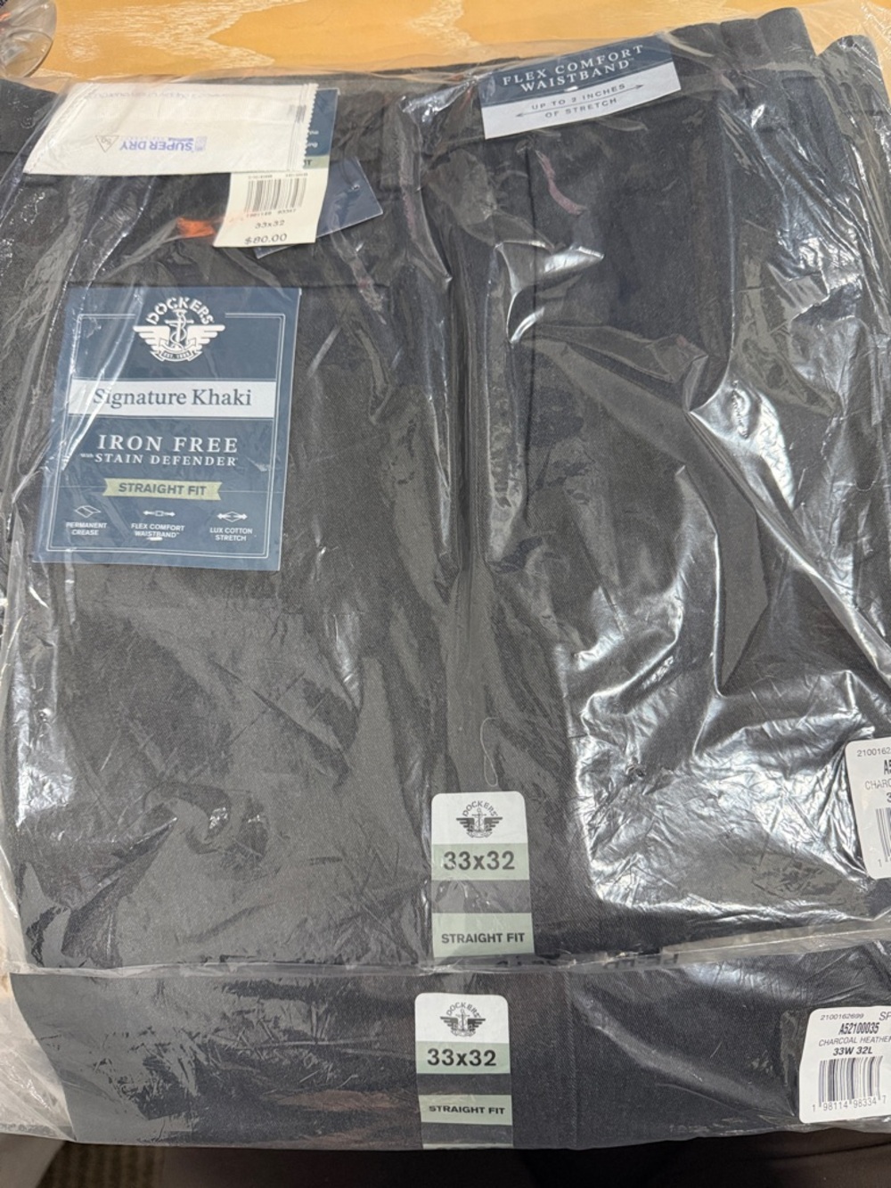 Dockers Charcoal Signature Khaki Strait Fit x2pair